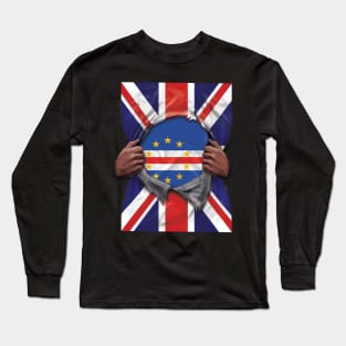 Cape Verde Flag Great Britain Flag Ripped - Gift for Cape Verdean From Cape Verde Long Sleeve T-Shirt